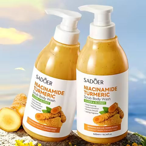 520Ml/Bottle Niacinamide Turmeric Scrub Shower Gel, Rich in Ingredients Such as Niacinamide and Turm