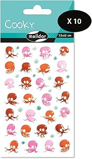 Maildor CY107Cpack - A Pack of 3D Cookie Stickers, 1 Sheet 7.5 x 12 cm, Squid (42 Stickers) (Pack of