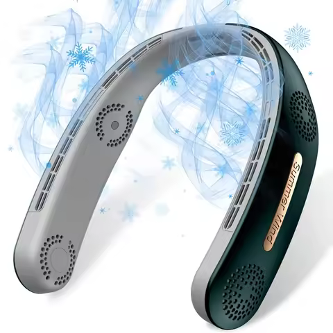 Neck Fan Portable Fan 360°Cooling Airflow Bladeless Neck Fan USB Rechargeable with 3 Speeds Adjustme