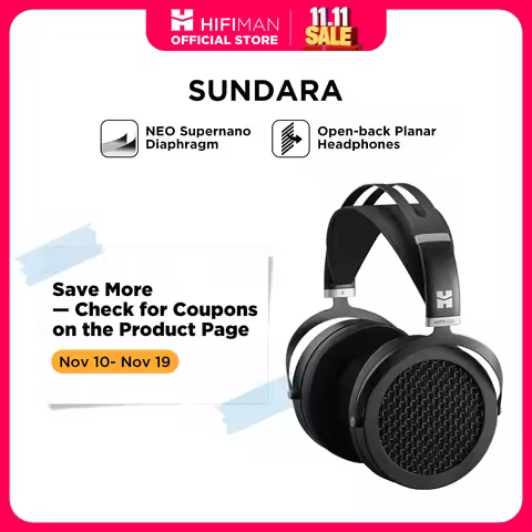 HIFIMAN SUNDARA Over-Ear Full-Size Planar Magnetic Headphones (Black) with High Fidelity Design Meta