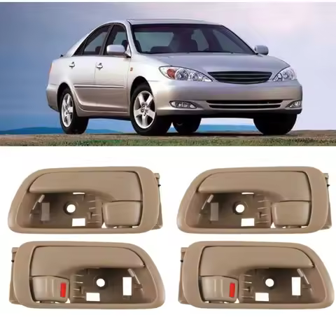4Pcs Interior Inside Door Handles for Toyota Camry 2002-2006 F/R D&P Side Beige 69205-AA021, 69205AA