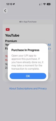 印度 YouTube Premium App Store 驗證 UPI 禮品卡
