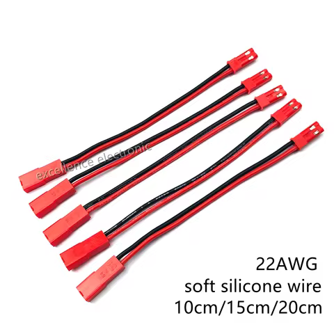 10Pcs RC Model JST 2-Pin Male to Female Connector Plug 22AWG Soft silicone 2p Extension Wire Cable f