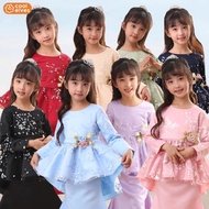 Baju Raya Baju Kurung Sakura Peplum Kanak Kanak Perempuan Lace Satin Wedding