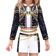 KPop Demon Hunters Zoey Cosplay Costume Golden Black Dance Outfit Cosplay Outfit Kids Dress up Outfi