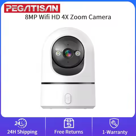 8MP Wifi HD Night Camera Color IP Wireless PTZ Cam 4X Zoom Cam Humanoid Tracking Cam Light Alarm One
