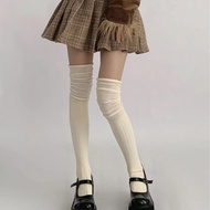 Spring Autumn Meilade with Short Boots Long Socks White Pile Socks Women Calf Socks Thin Boots Mid-t