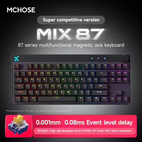 Mchose Mix87 Magnetic Swtich Keyboard Wired Gaming Keyboard 8K+256K Esport 0.08ms Low Latency E-Spor