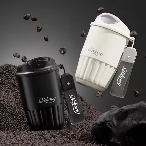 Ceramic Liner Stainless Steel Coffee Cup 410ML Thermos Mug Leak-Proof Travel Thermal Vacuum Flask In