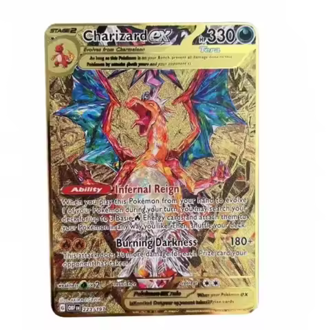 Pokemon Card Vmax Metal Pokémon Letters Pikachu Gx Mewtwo Charizard Vstar Anime Games Toys Golden Ir