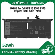 SKOWER DXGH8 Battery for Dell XPS 13 9370 9380 7390 inspiron 7490 Vostro 5390 5391 HK6N5 Latitude 33