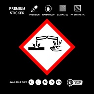 GHS Corrosive Sticker Safety Label | Acid Alkali Chemical Hazard Warning Sign | Workplace Compliance