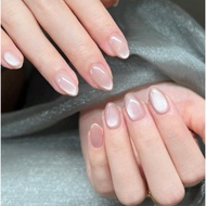 Short Almond Naked Cat Eyes Fake Nails Aurora Haley Fake Nails Set with Glue Press on Nails