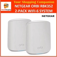 Netgear Orbi WiFi 6 AX1800 Dual-band Mesh System (RBK352 ) – Router with 1 Satellite 3 years warranty