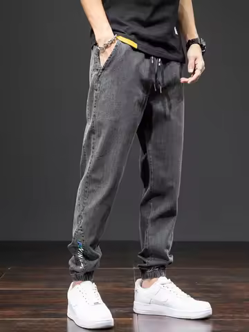 Spring Summer Black Blue Cargo Jeans Men Streetwear Denim Jogger Pants Men Baggy Harem Jean Trousers