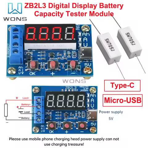 ZB2L3 Digital Display Battery Capacity Tester Module 18650 Lithium Battery Power Supply Test Capacit