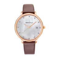 ARIES GOLD ENCHANT FLEUR ROSE GOLD STAINLESS STEEL L 5035 RG-MP LEATHER STRAP WOMEN'S WATCH