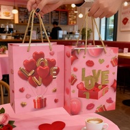 Romantic Gift Bag for Valentine's Day | Gold Foil Heart Design on Sturdy Cardstock, Perfect for Choc