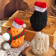 1pc Halloween Ghost Scented Candle, Soy Wax Base With Plant Essential Oils, Smokeless Stable Burn Fo