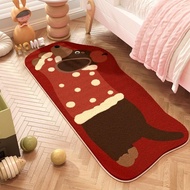 ❤Molly Preferred Cute Red Dachshund Carpet Retro Scarf Puppy Imitation Cashmere Carpet Bedroom Bedsi