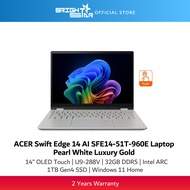 ACER Swift Edge 14 AI SFE14-51T-960E Laptop - 14"/OLED/U9-288V/32GB D5/1TB SSD/Intel ARC/Win11 Home