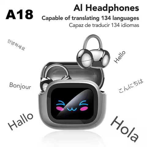 AI Translator Earbuds A18 Bluetooth V6.0 Earphones LCD Touch Screen OWS Ear Clip Wireless headphones