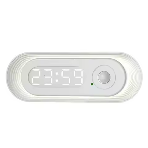 AB33-Motion Sensor Wall Clock Night Light Bathroom Study Night Light Smart Wall Clock LED Motion Sen