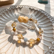 暖日聚財 貔貅手鍊 珊瑚玉 黃水晶 天使石 粉晶 蛋黃石