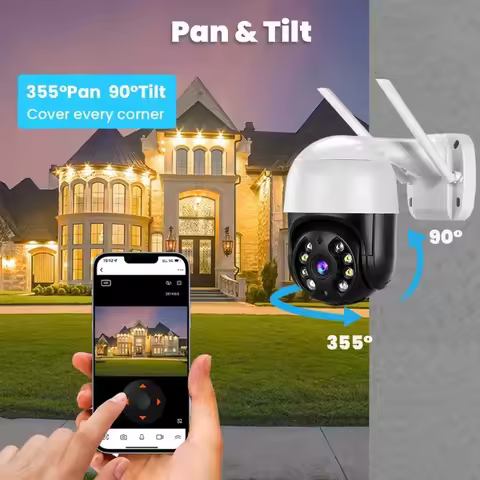 4K 8MP PTZ WiFi IP Camera Outdoor - 4X Digital Zoom AI Human Detection H.265 P2P Two - Way Audio Wir