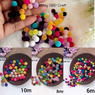 Velvet Beads 6mm 8mm 10mm - Velvet Beads - suede Beads - Velvet Acrylic Beads - Pompom Beads