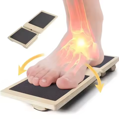 Single Foot Balance Board Ankle Strengthener Exerciser Sprained Non-slip Wood Wobble Board Physical 