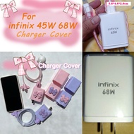 Charger Protector for  infinix note 30 33W 45W 68W  Youth Cute DIY PINK BOW soft silcione charger co