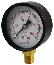 COMET High Pressure Gauge (PSI / bar reading) | 15 PSI 30 PSI 60 PSI 100 PSI 150 PSI 200 PSI 300 PSI