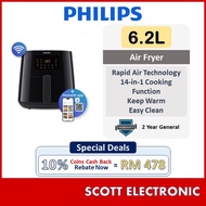 PHILIPS 6.2L Air Fryer XL HD9280(HD9280/91)-Rapid Air, Quick Clean Basket, NutriU recipe app