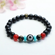 Juan Yu Natural black agate Dzi beads six-character proverb眷钰 天然黑玛瑙天珠六字箴言手串diy饰品珠串手链福利03166.19.8
