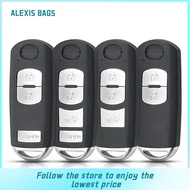ALEXIS BAGS Replacement Fob Car Key Shell with Emergency Key Blade Smart Auto Remote Fob Cover Car Accessories Black Key Shell Fob for Mazda 3 5 6 CX5 CX7 CX-5