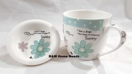 Cangkir Gelas Mug Keramik Gagang Motif Dengan Tutup/Tatakan Deye