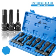 Impact Socket Hex Bits 1/2 Inch H5-H19 Driver Metric Star 10PCS Screwdriver Bit - 6569