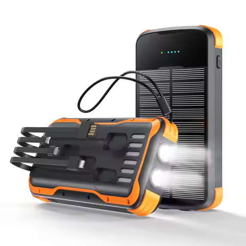 40000mAh Solar Power Bank Built in Cable 22.5W Fast Charger Portable Travel Poverbank External Batte