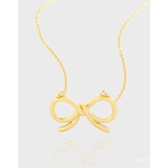 Sterling Silver Bowknot582Japanese Necklace S925INS Simple Korean Style Collarbone Chain Design XL U