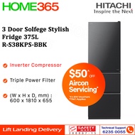 Hitachi 3 Door Solfege Stylish Fridge 375L R-S38KPS