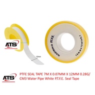 PTFE SEAL TAPE 7M X 0.07MM X 12MM 0.28G/ CM3 Water Pipe White P.T.F.E. Seal Tape