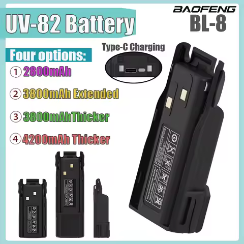 Baofeng UV 82 Walkie Talkie Li-ion Battery BL-8 Battery 2800mAh/3800mAh/4200mAh Type-C for UV-8D UV-