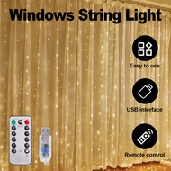 Window Curtain String Lights Fairy Usb With Remote Hook 300 Led 3m*3m Plug In Light Copper Wire Lamp