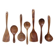 Teak Cooking Spatula Spoon Kit Acacia Wooden Long Handle Spatula Household Frying Spatula Wooden Sou
