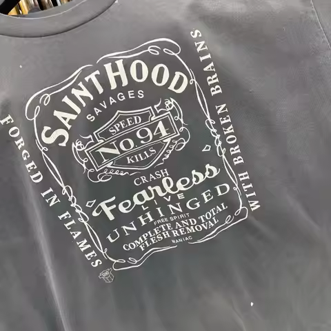 Heart-shaped Print SAINT Mxxxxxx NEIGHBORHOOD Tshirts Men Women Pure Cotton Retro Oversized T Shirt