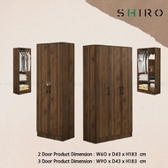 SHIRO Zoe 2 Door &amp; 3 Door Wardrobe / Baju Almari / Wardrobe Wood / Cloth cupboard / Kabinet pakaian/ Cabinet Cupboard