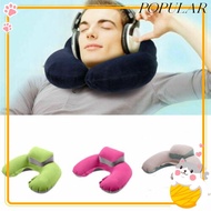 POPULAR U-Shape Pillow, with Storage Bag Flocking Air Inflatable Pillow, Portable Folding Neck Head 