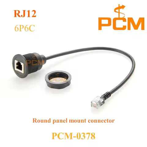 Round RJ11/RJ12 Panel Mount Cable CAT3 Network Ethernet Cable for Telephone RJ12 6P6C Modular Plug t