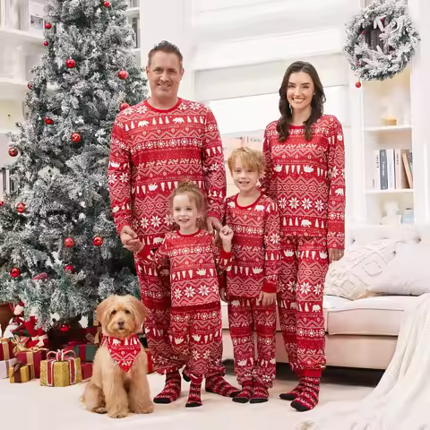PatPat Traditional Christmas Print Family Matching Pajamas Sets